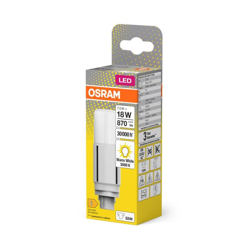 OSRAM DULUX G24D D18 VT EM LED Lampe 2Pin 7,5W wie 18W 3000K warmweißes Licht KVG